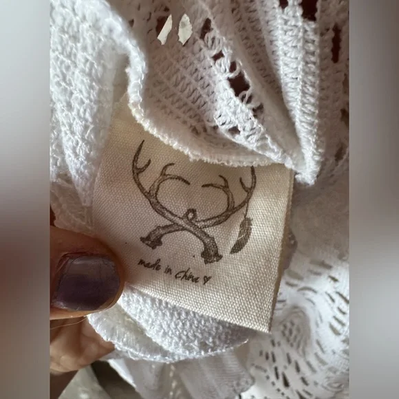 Spell White Lace Blouse w Fringe - Picture 4 of 10